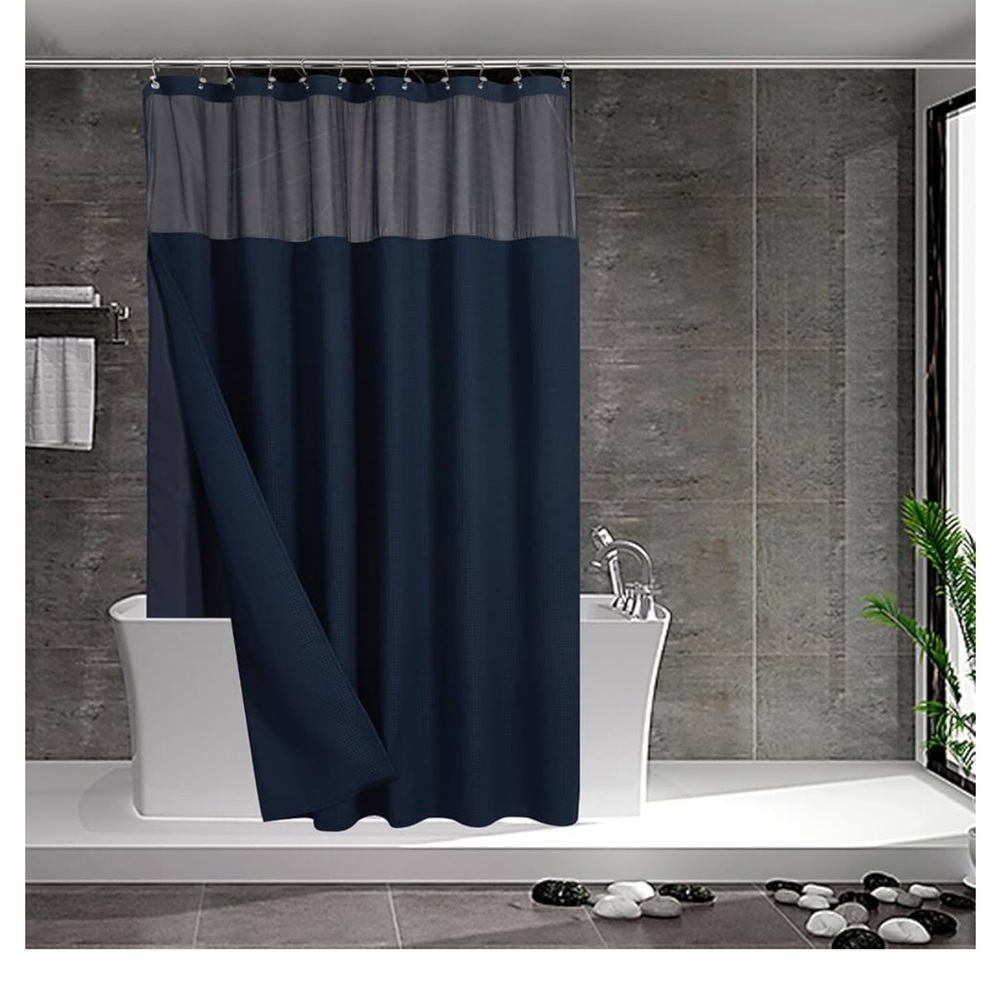 Navy shower curtain